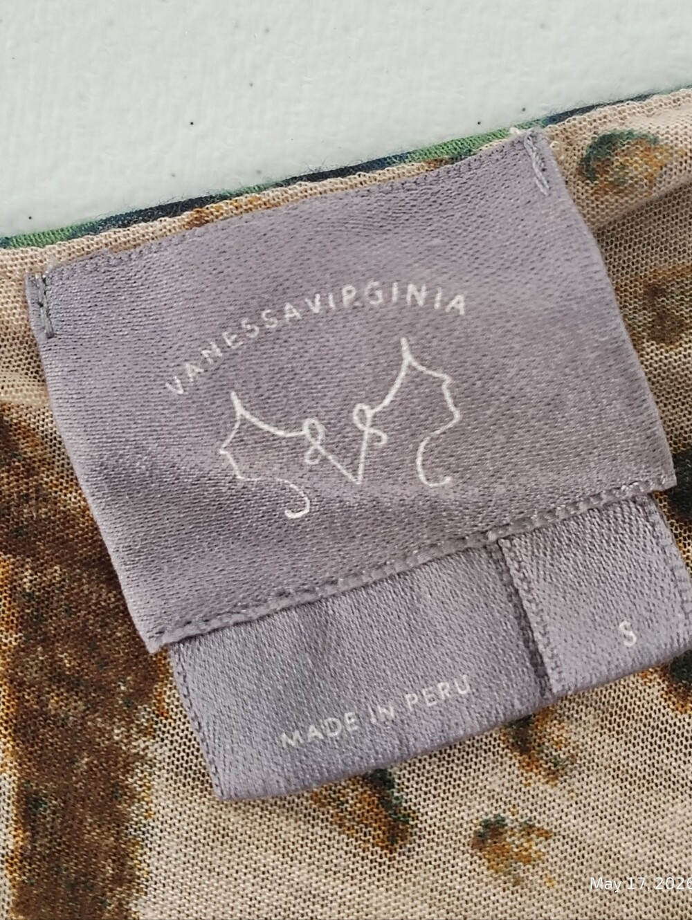 Anthropologie Vanessa Virginia Green Tan Batik Tank Size S ARTSY LAGENLOOK BOHO - Picture 3 of 7